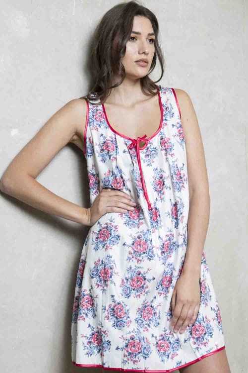 Retro Antique Rose 100% Cotton Chemise - Nightdress